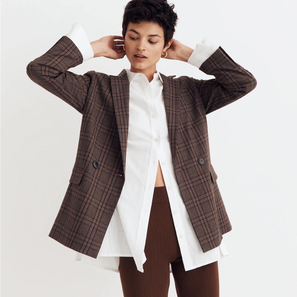 Madewell Brown Checkered Blazer